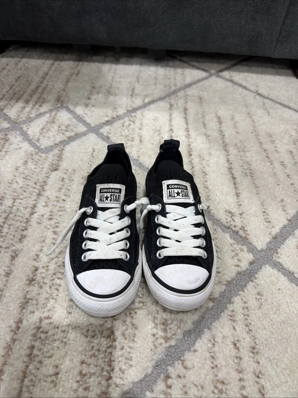 Converse All Star Knit Shoes Kids Size 11 Black Slip On Low Top Sneakers 665412F